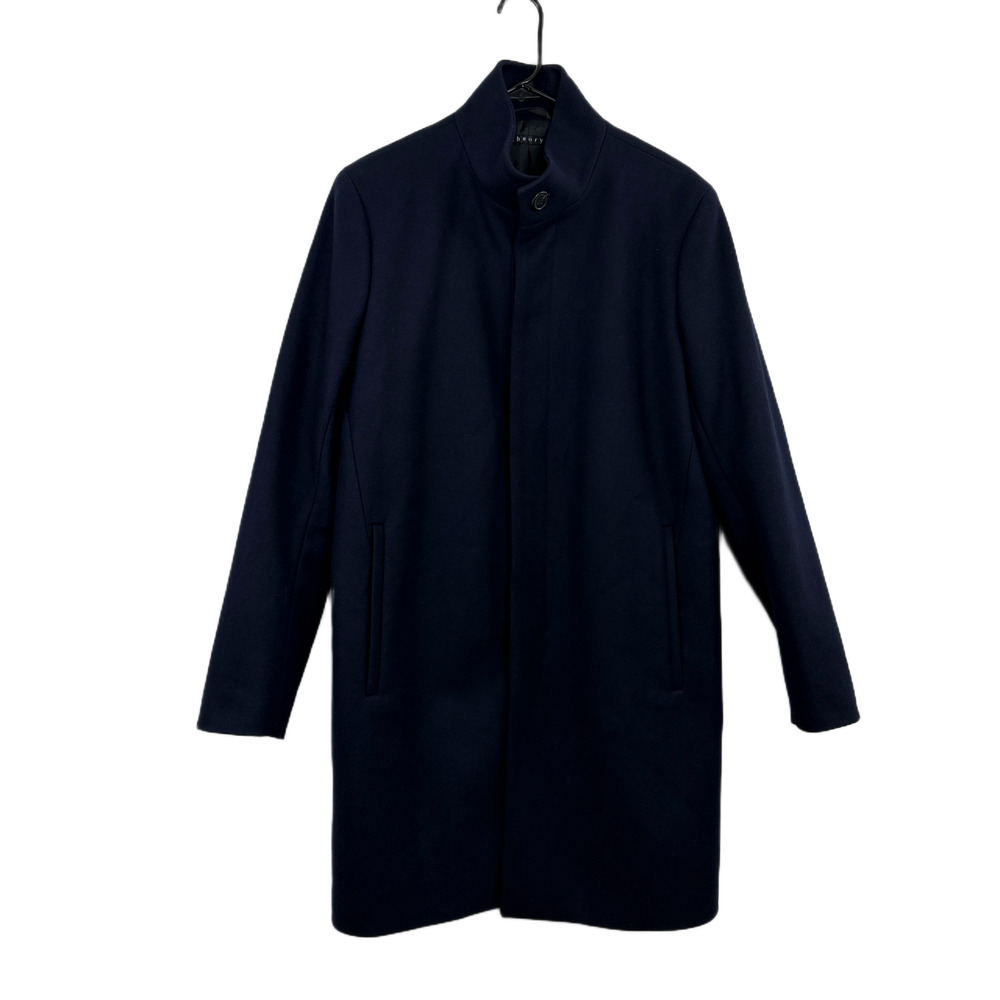 Theory Belvin WP Voedar Coat Mens Large Navy Wool Cashmere Button Up Luxury